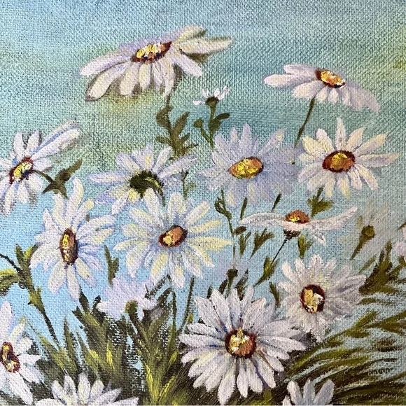 1982 Dorothy Huff ~ Original Signed White Daisy Framed Oil Painting 20" x 17"